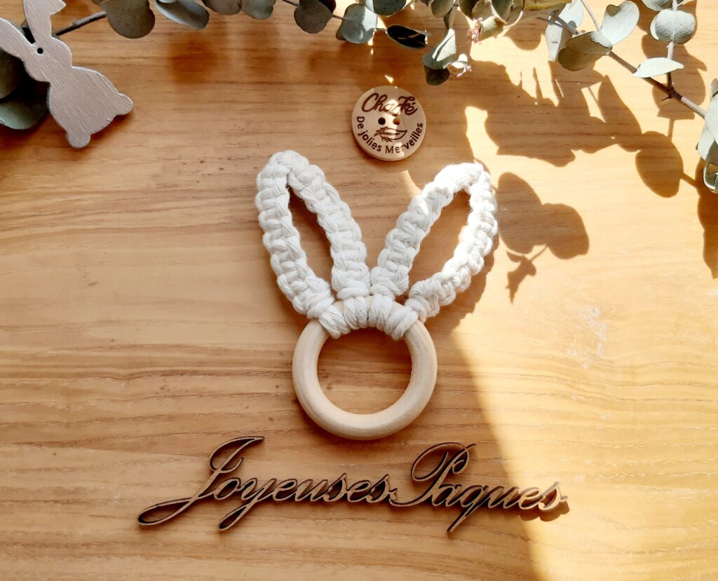 Rond de serviette oreilles de lapin en macramé